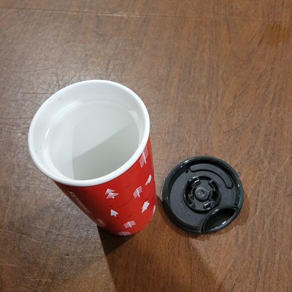 2018 Starbucks 12oz travel mug ceramic tumbler red forrest holiday christmas - Picture 10 of 12